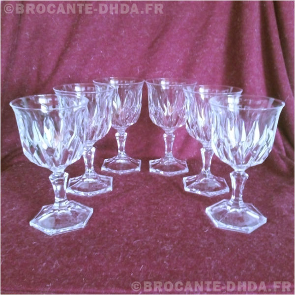 6 verres à vin blanc cristal d'Arques - Chaumont